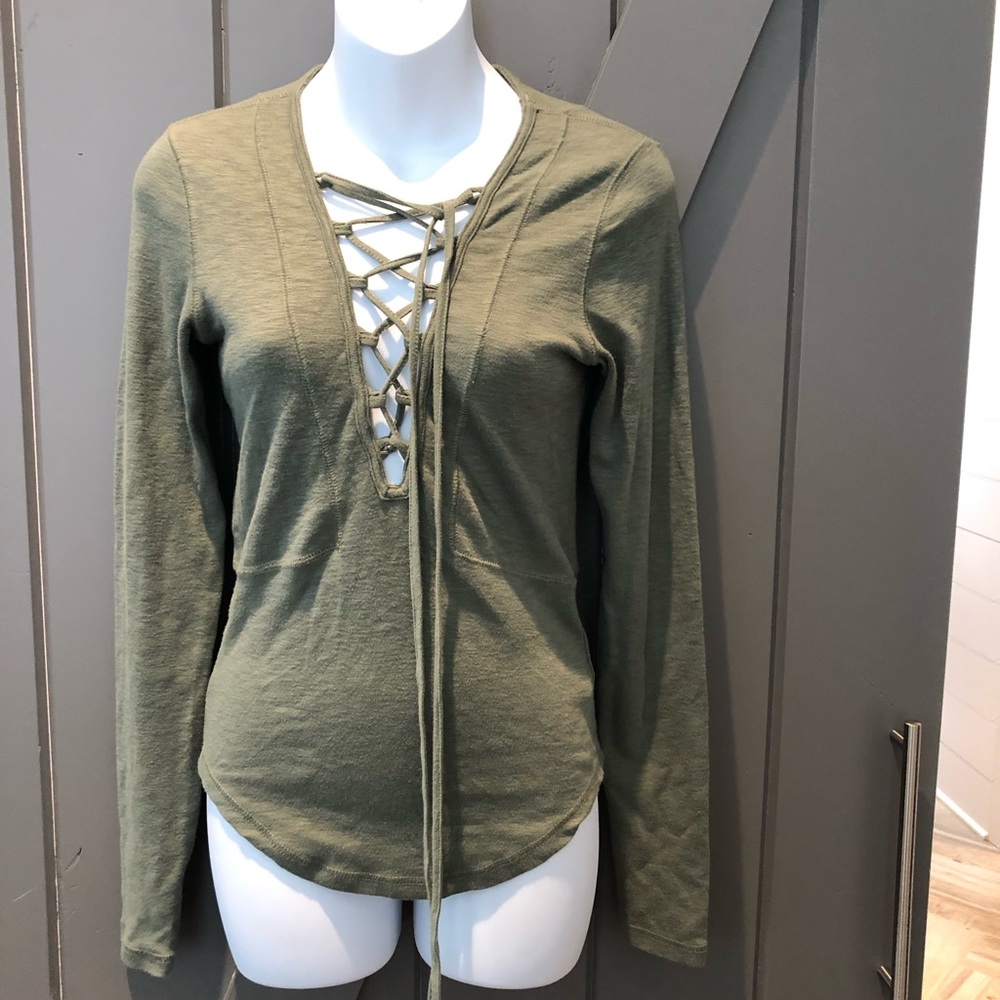 Olive lace up top!  Free People